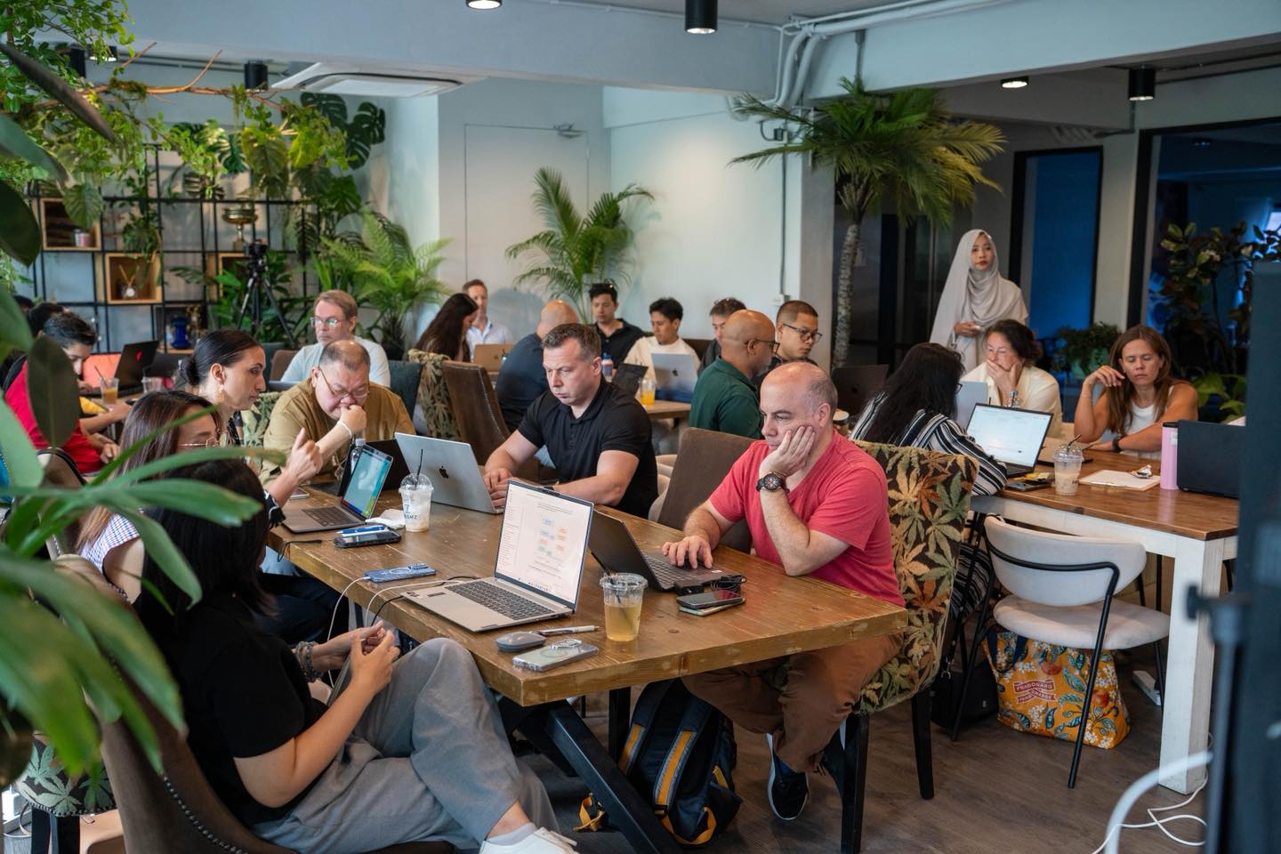 Bangkok workshop attendees building live on laptops